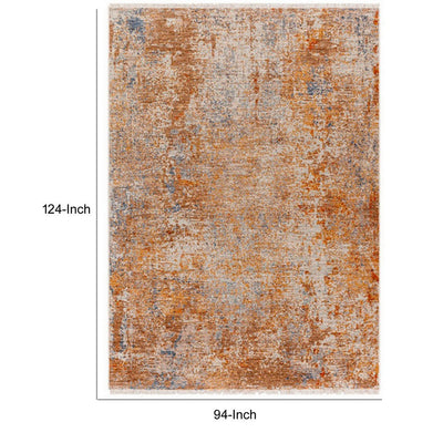 BENZARA 8 x 10 Modern Area Rug, Abstract Design, Soft Fabric, Orange, Brown, Blue - BM280159