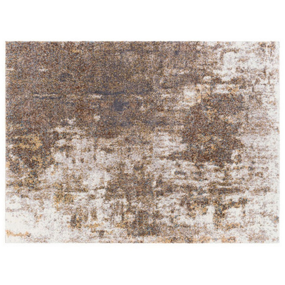 BENZARA 8 x 10 Area Rug, Abstract Paint Art Design, Soft Fabric, Brown, Beige - BM280161