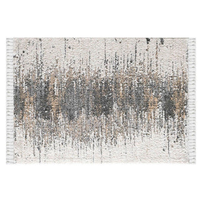 BENZARA 8 x 10 Area Rug, Abstract Centered Design, Soft Fabric, Off White, Gray - BM280166