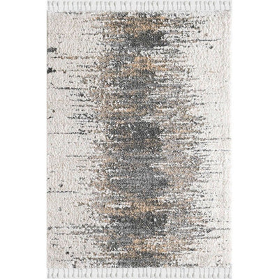 BENZARA 8 x 10 Area Rug, Abstract Centered Design, Soft Fabric, Off White, Gray - BM280166