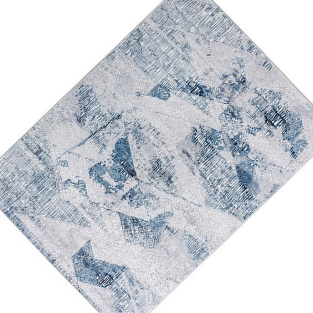 BENZARA Lexi 5 x 7 Modern Area Rug, Abstract Art Design, Soft Fabric, Blue, Gray - BM280168