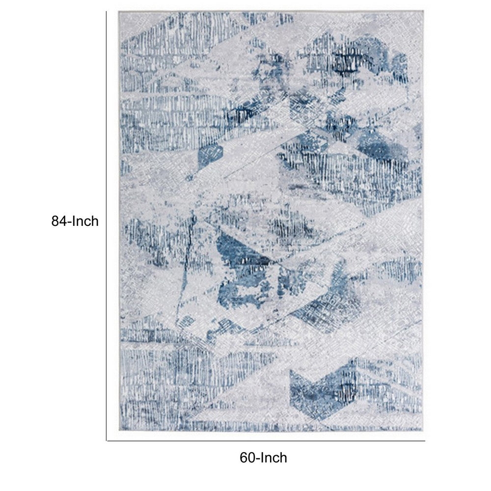 BENZARA Lexi 5 x 7 Modern Area Rug, Abstract Art Design, Soft Fabric, Blue, Gray - BM280168