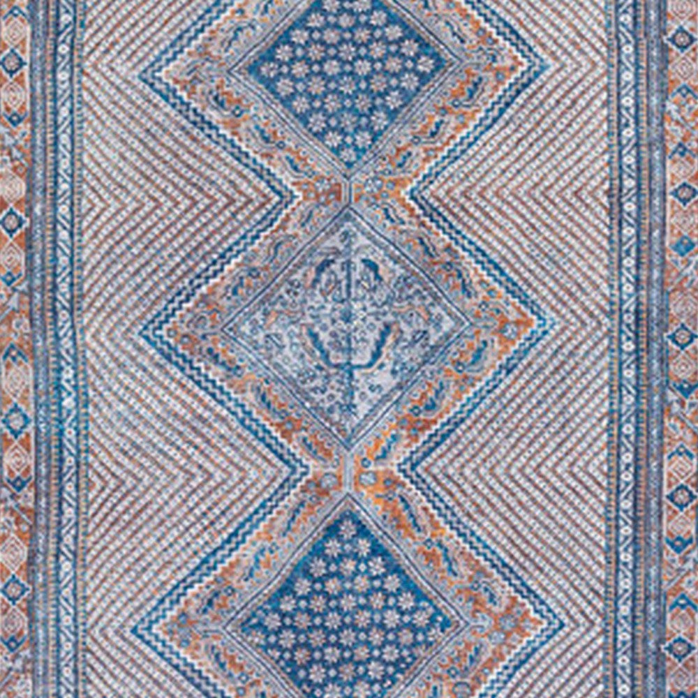 BENZARA Nia 5 x 7 Washable Soft Area Rug, Ornate, Border, Medium, Cornflower Blue - BM280178