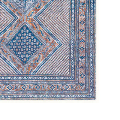 BENZARA Nia 5 x 7 Washable Soft Area Rug, Ornate, Border, Medium, Cornflower Blue - BM280178