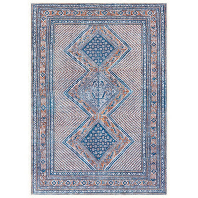 BENZARA Nia 5 x 7 Washable Soft Area Rug, Ornate, Border, Medium, Cornflower Blue - BM280178