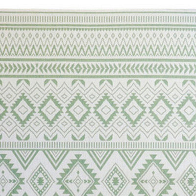 BENZARA Xyla 8 x 10 Soft Area Rug, Geometric Design, Tribal, Large, Cream, Green - BM280181