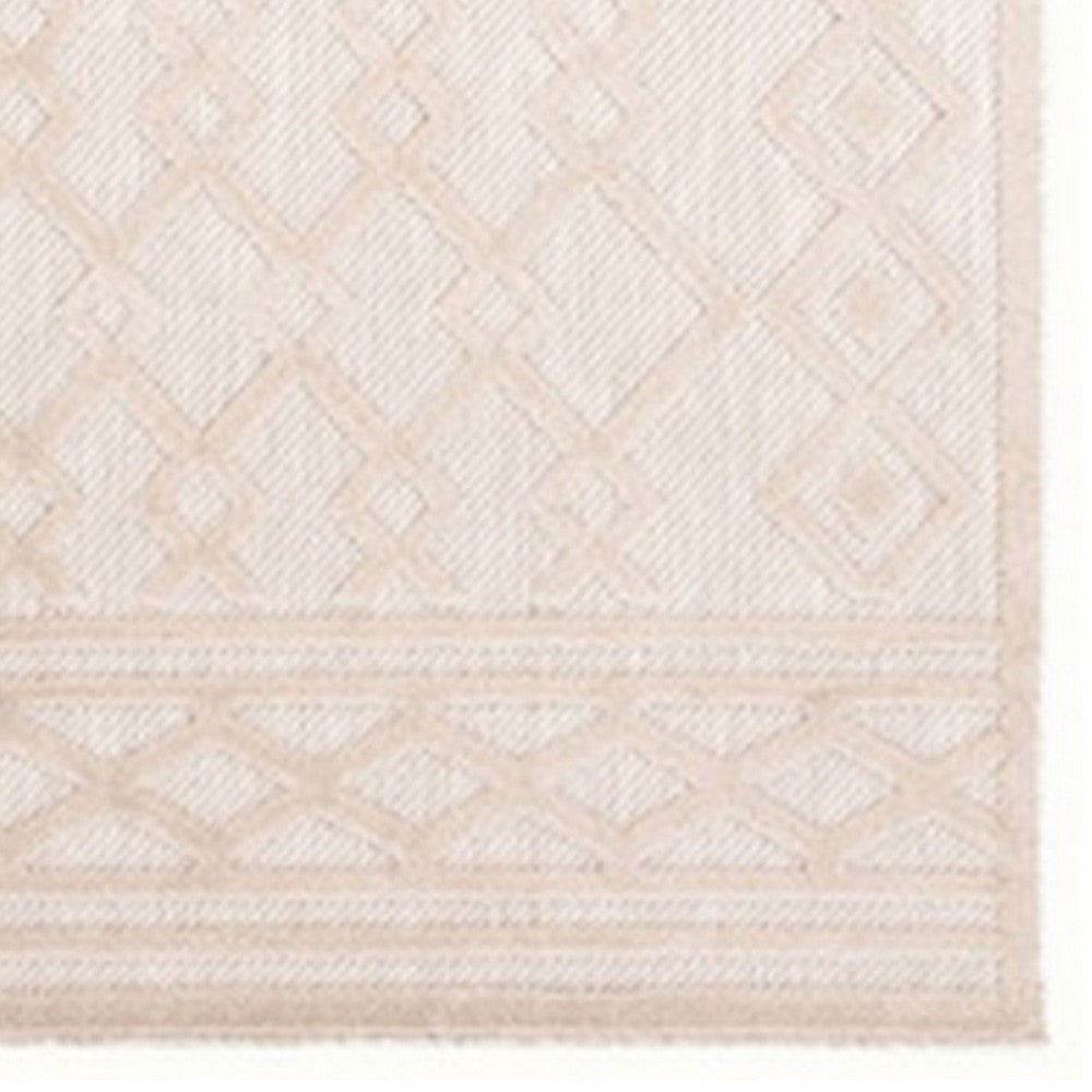 BENZARA 5 x 7 Fabric Floor Area Rug, Woven Diamond Design, Border, Medium, Cream - BM280188