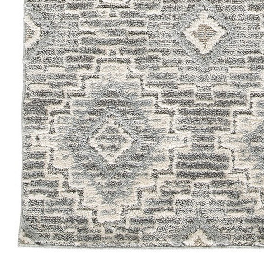 BENZARA Ari 5 x 7 Modern Area Rug, Diamond Pattern, Soft Fabric, Cream, Gray - BM280199