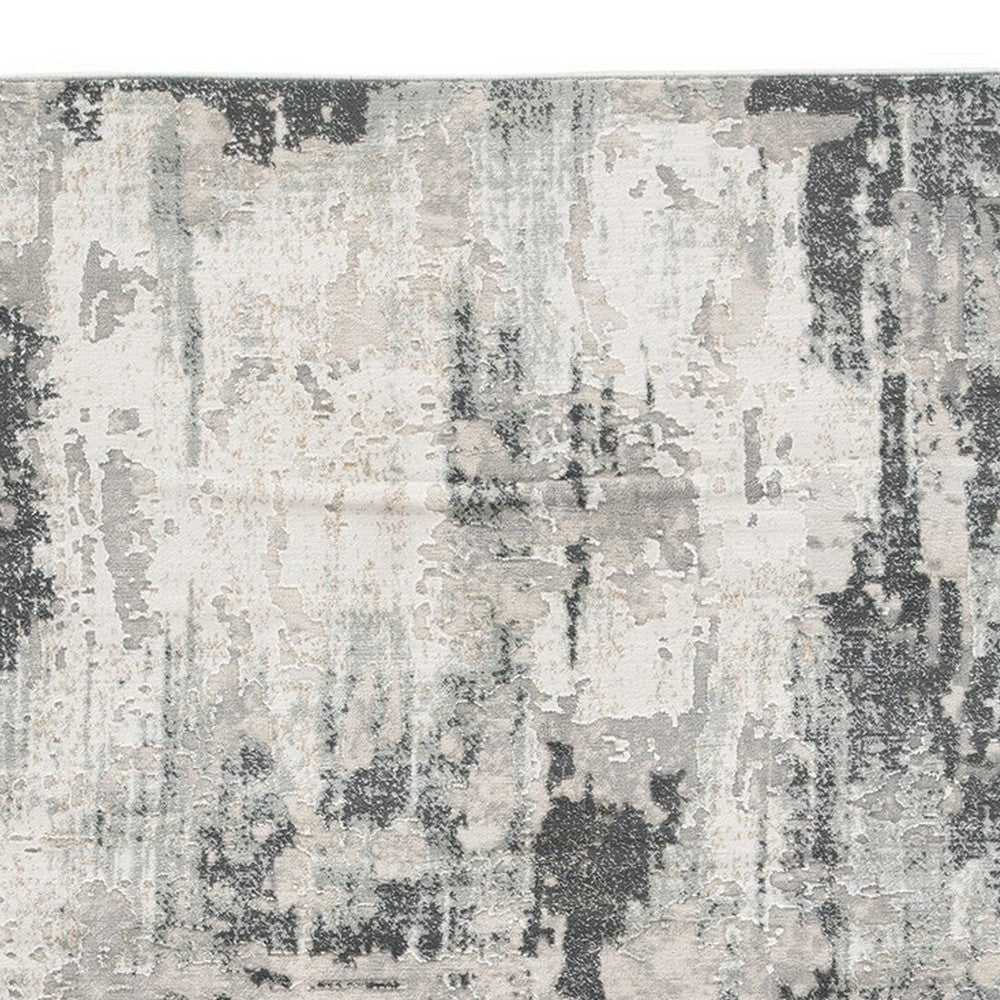 BENZARA Lyn 8 x 10 Abstract Art Area Rug, Fabric, Large, Washed Gray, Blue, Ivory - BM280202