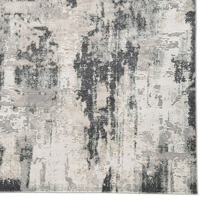 BENZARA Lyn 8 x 10 Abstract Art Area Rug, Fabric, Large, Washed Gray, Blue, Ivory - BM280202