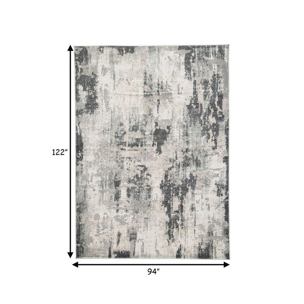 BENZARA Lyn 8 x 10 Abstract Art Area Rug, Fabric, Large, Washed Gray, Blue, Ivory - BM280202