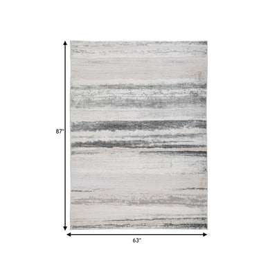 BENZARA Oxy 5 x 7 Modern Area Rug, Clean Abstract Design, Soft Fabric, Gray, Gold - BM280207