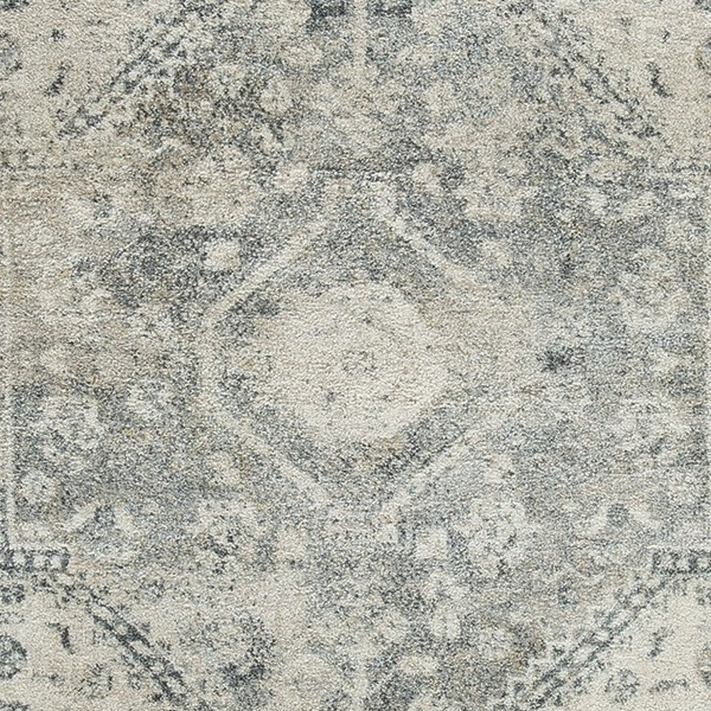 BENZARA 8 x 10 Modern Area Rug, Vintage Medallion Design, Soft Fabric, Cream, Gray - BM280208