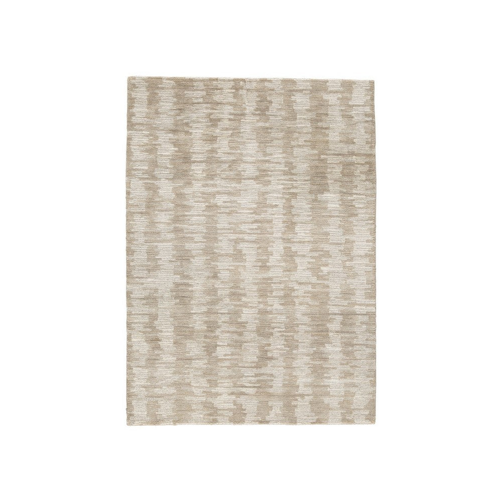 BENZARA Abby 5 x 7 Modern Area Rug, Earthy Raised Design, Soft Fabric, Cream Brown - BM280222