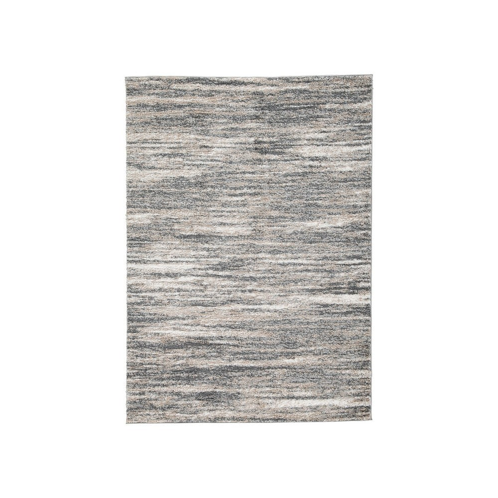 BENZARA Zeni 5 x 7 Modern Area Rug, Smokey Lined Design, Soft Fabric, Ivory, Beige - BM280226