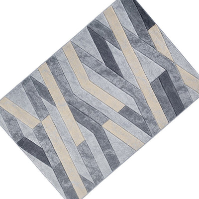 BENZARA 8 x 10 Modern Area Rug, Geometric Design, Soft Fabric, Large, Beige, Gray - BM280236