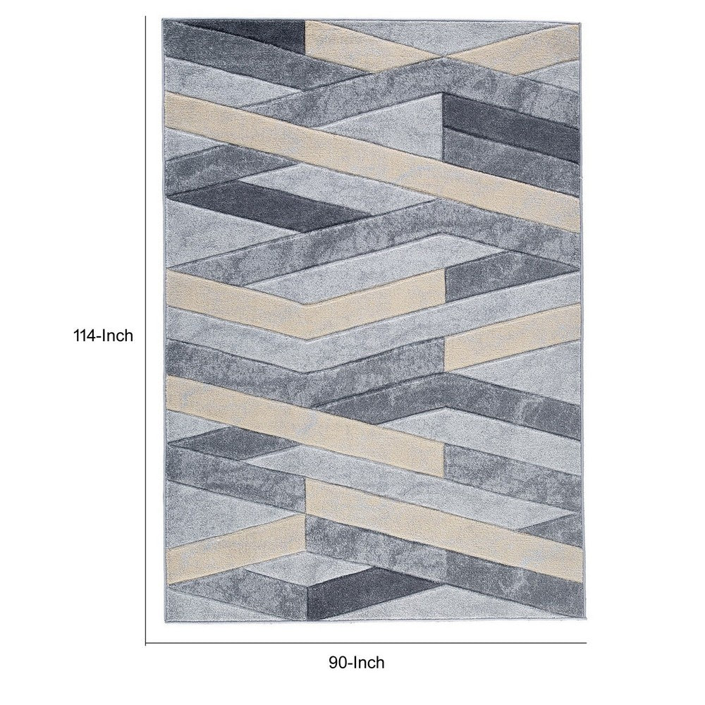 BENZARA 8 x 10 Modern Area Rug, Geometric Design, Soft Fabric, Large, Beige, Gray - BM280236