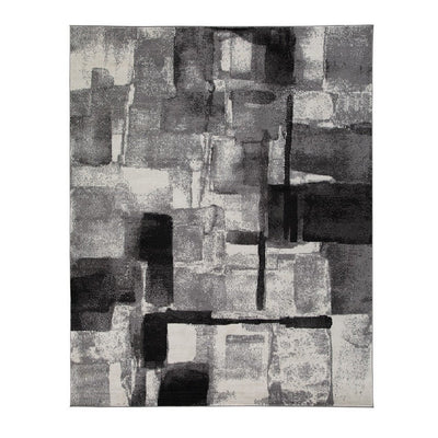 BENZARA Beri 5 x 8 Modern Area Rug, Abstract Design, Fabric, Medium, Black, Cream - BM280241