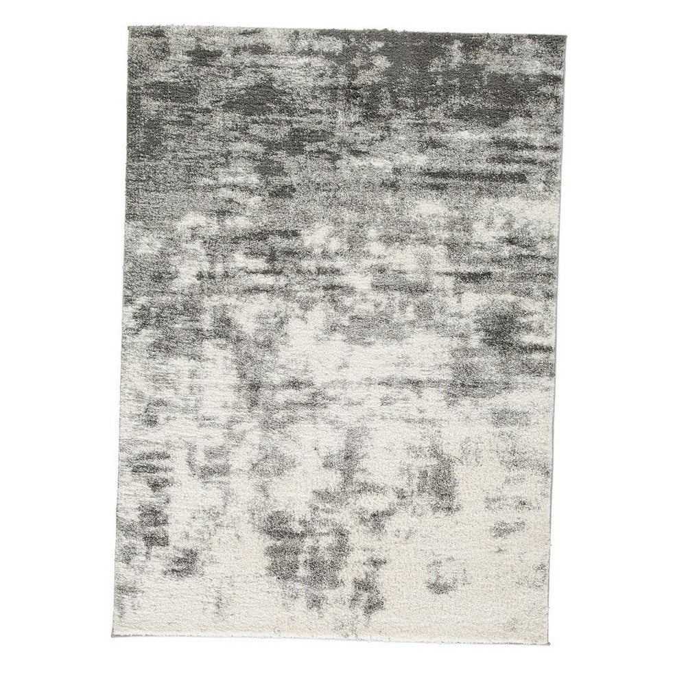 BENZARA Pax 5 x 7 Modern Area Rug, Smoky Paint Design, Fabric, Medium, Cream, Gray - BM280243