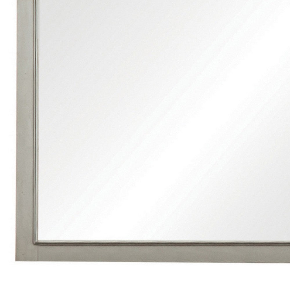 BENZARA Ivy 42 Inch Modern Rectangular Mirror with Wood Frame, Brown, White - BM280354