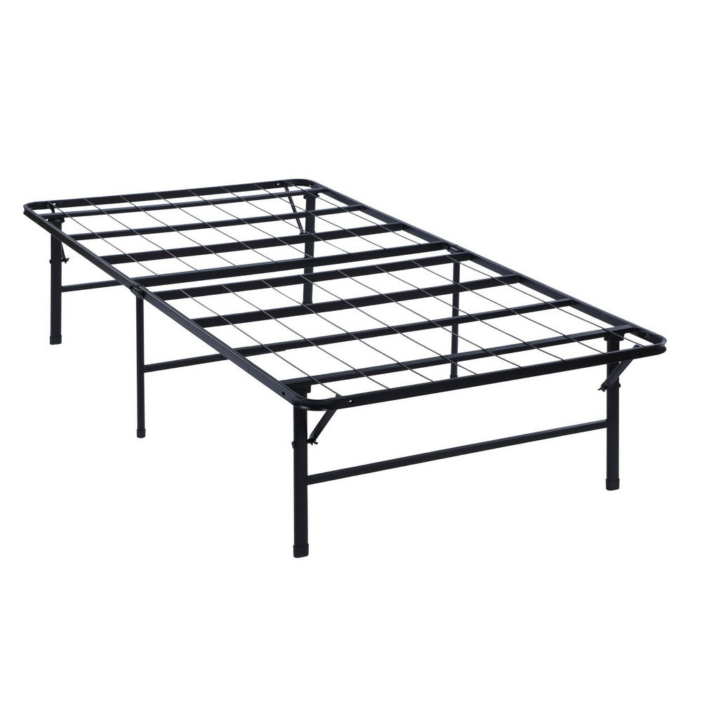 BENZARA Adel King Size Low Profile Bed Foldable Metal Frame, Black - BM280379