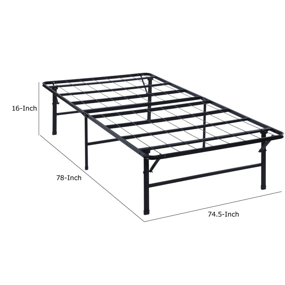 BENZARA Adel King Size Low Profile Bed Foldable Metal Frame, Black - BM280379