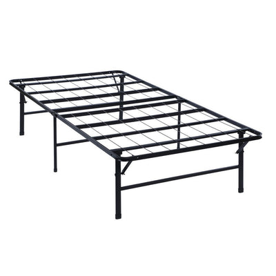 BENZARA Adel Full Size Low Profile Bed, Foldable Metal Frame, Black - BM280380