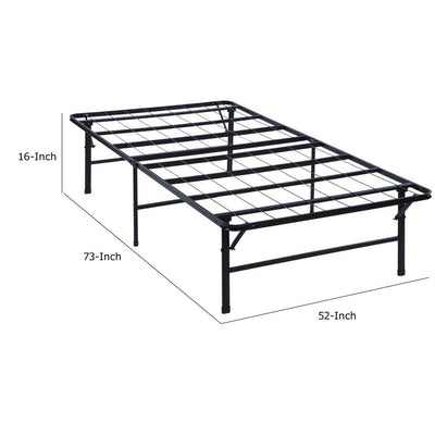 BENZARA Adel Full Size Low Profile Bed, Foldable Metal Frame, Black - BM280380