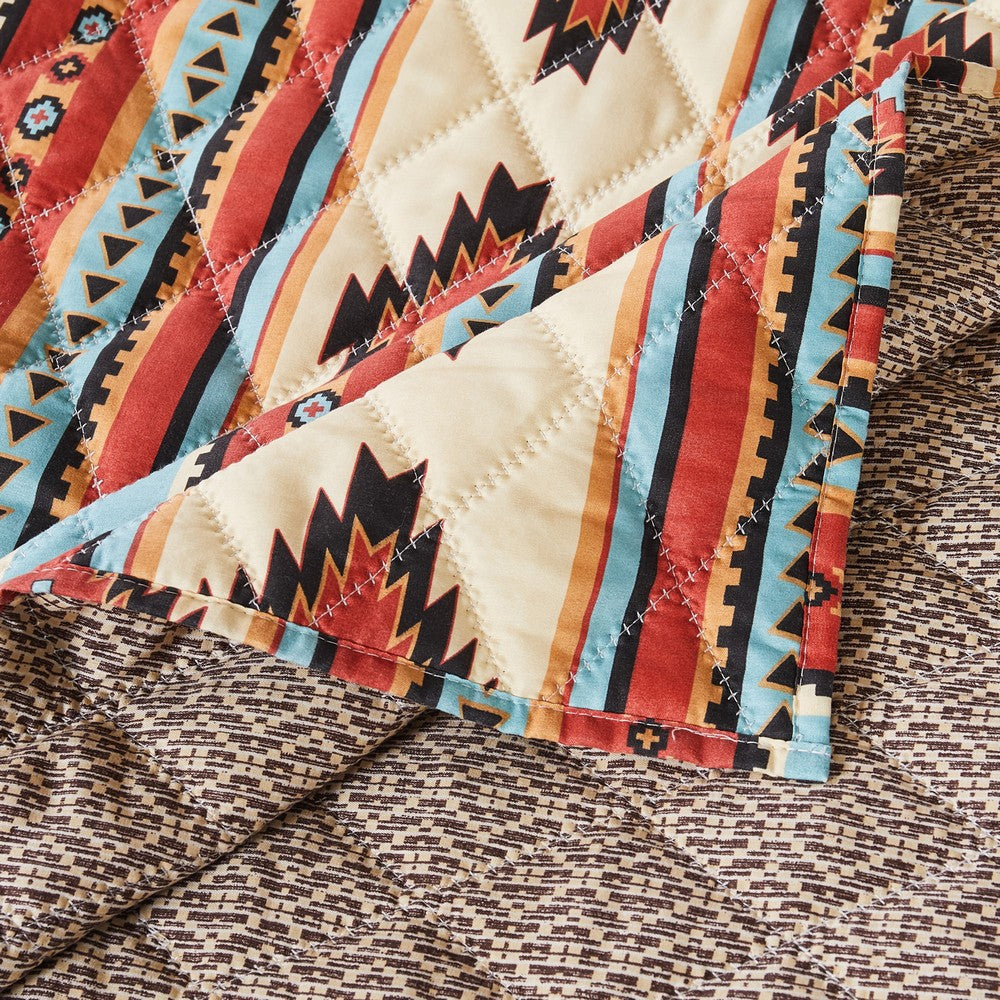 BENZARA Linda 2 Piece Twin Quilt Set, Tribal Pattern, Diamond Design, Multicolor - BM280405