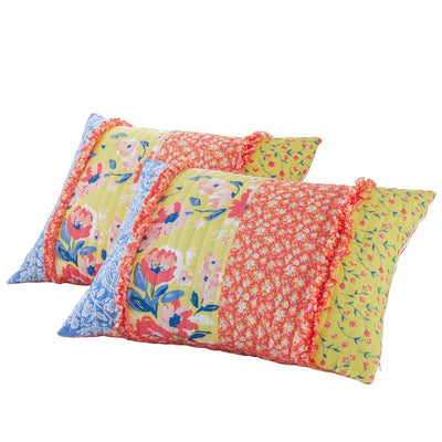 BENZARA Lio 2 Piece Microfiber Twin Quilt Set, Bohemian Floral Pattern, Multicolor - BM280444