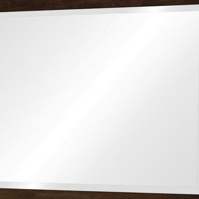 BENZARA 40 Inch Solid Wood Modern Mirror, Portrait, Framed, Cappuccino Brown - BM280469