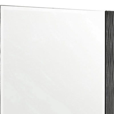 BENZARA Reza 39 Inch Modern Dresser Mirror, Beveled Edge, Linear Pattern, Black - BM280476