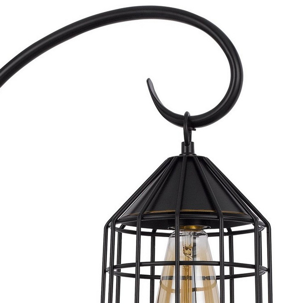 BENZARA Kim 31 Inch Modern Table Lamp, Hanging Lantern Shade, Metal, Dark Bronze - BM280517