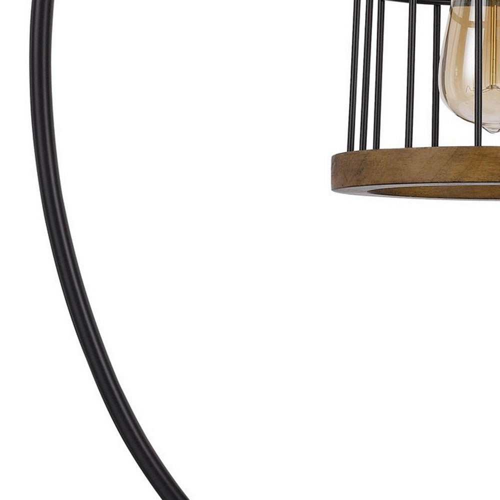 BENZARA Kim 31 Inch Modern Table Lamp, Hanging Lantern Shade, Metal, Dark Bronze - BM280517