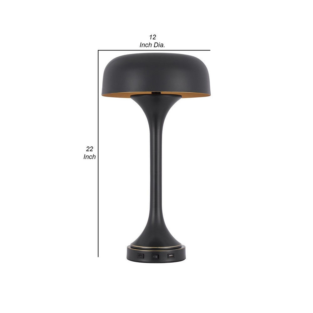 BENZARA Emma 22 Inch Modern Desk Lamp, 2 USB, 1Type C Charging Port, Dark Bronze - BM280522