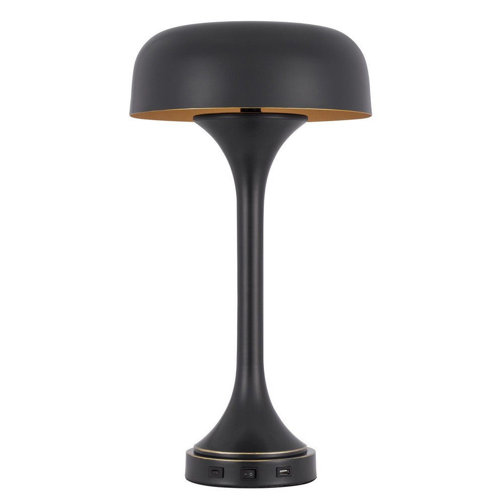 BENZARA Emma 22 Inch Modern Desk Lamp, 2 USB, 1Type C Charging Port, Dark Bronze - BM280522