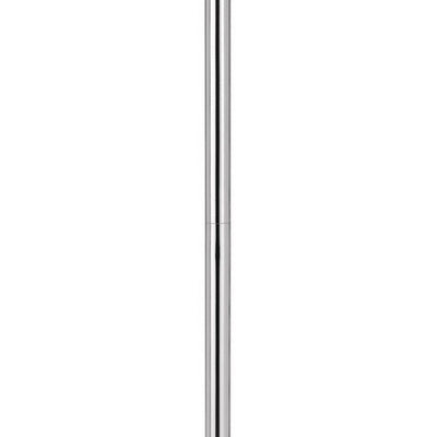 BENZARA Charlie 61 Inch Modern Floor Lamp, Drum Shade, Glossy Chrome, White, Brown - BM280523