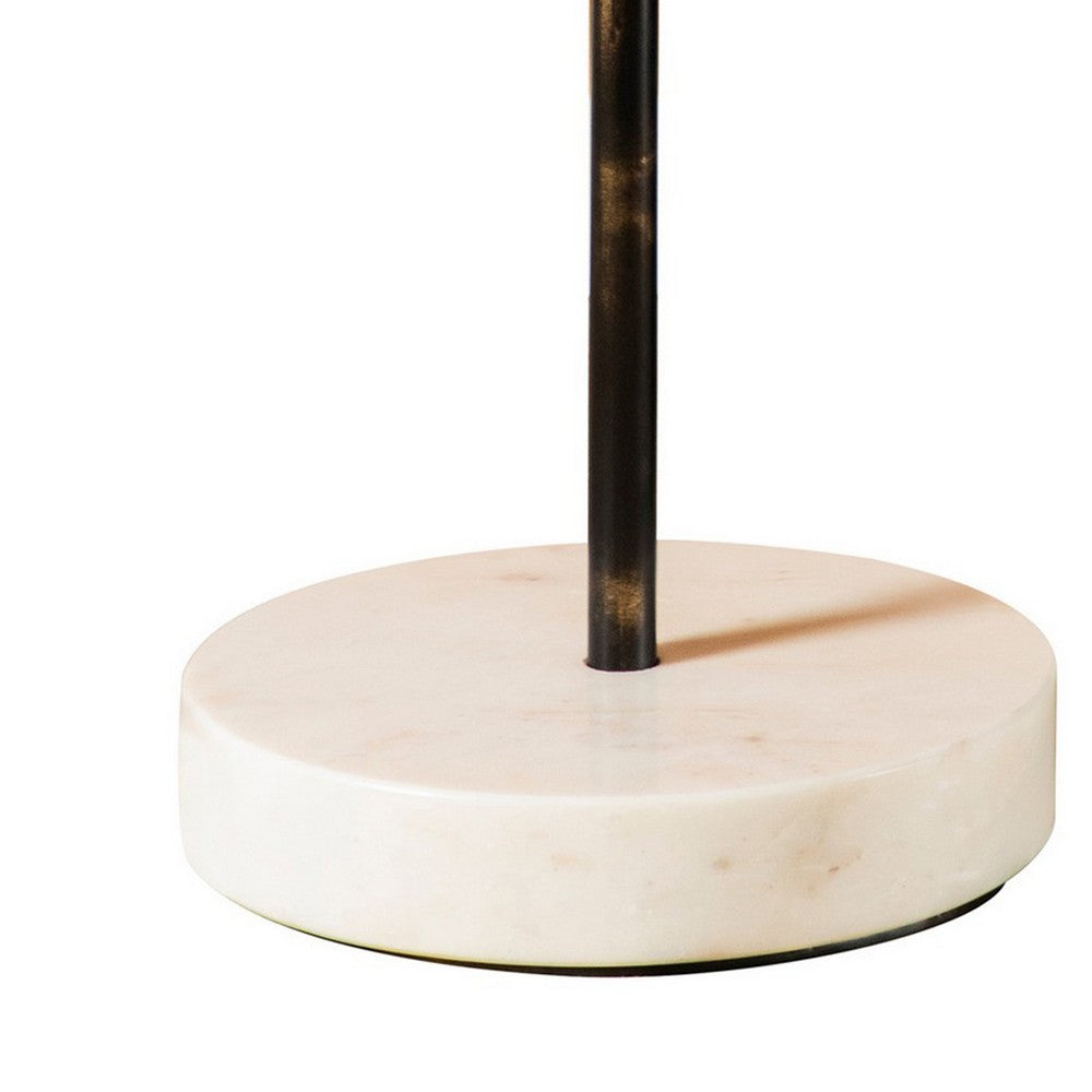 BENZARA 27 Inch Modern Accent End Table, Round Marble Base, Wood, White and Brown - BM280572