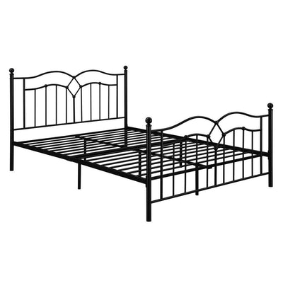 BENZARA Modern Queen Size Bed, Curved Accent, Black Heavy Gauge Steel Metal Frame - BM283014