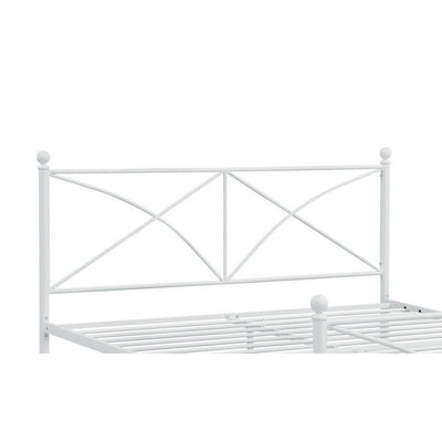 BENZARA Kelly Modern Queen Size Bed, Heavy Steel Metal Frame, Matte Finished White - BM283015