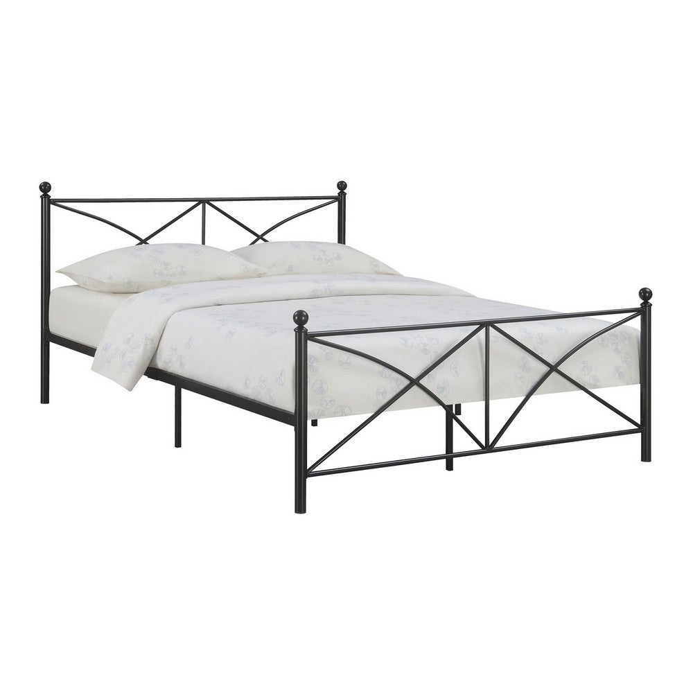 BENZARA Kelly Modern Queen Size Bed, Heavy Steel Metal Frame, Matte Finished Black - BM283016