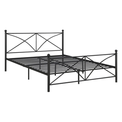 BENZARA Kelly Modern Queen Size Bed, Heavy Steel Metal Frame, Matte Finished Black - BM283016