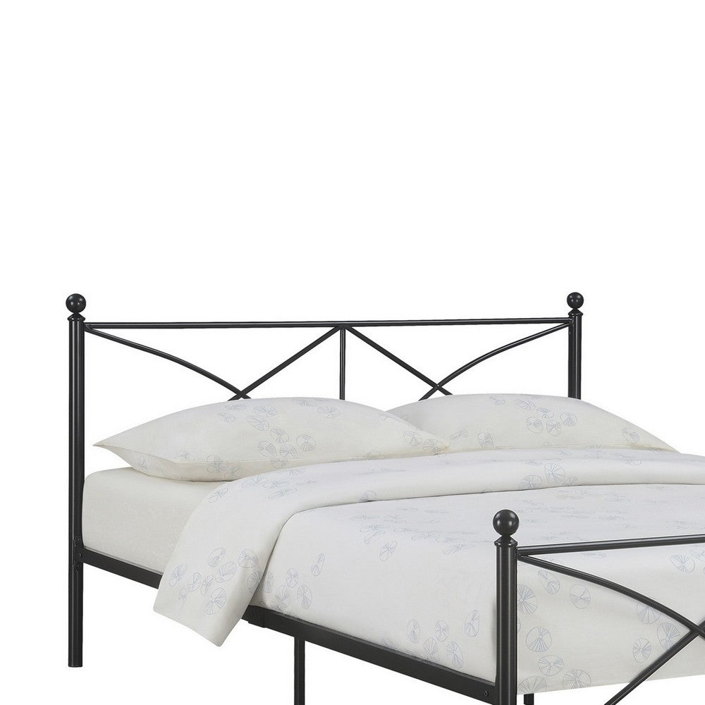 BENZARA Kelly Modern Queen Size Bed, Heavy Steel Metal Frame, Matte Finished Black - BM283016