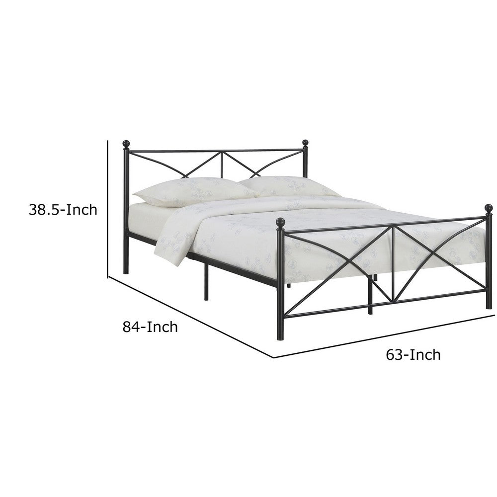 BENZARA Kelly Modern Queen Size Bed, Heavy Steel Metal Frame, Matte Finished Black - BM283016