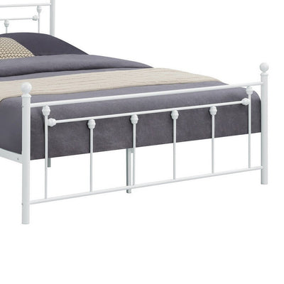 BENZARA Olly Modern Queen Size Bed Heavy Steel Metal Slatted Frame, Matte White - BM283017