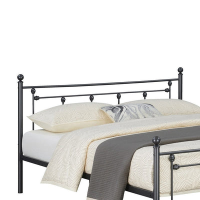 BENZARA Olly Modern Queen Size Bed, Heavy Steel Metal Frame, Slatted, Matte Black - BM283018