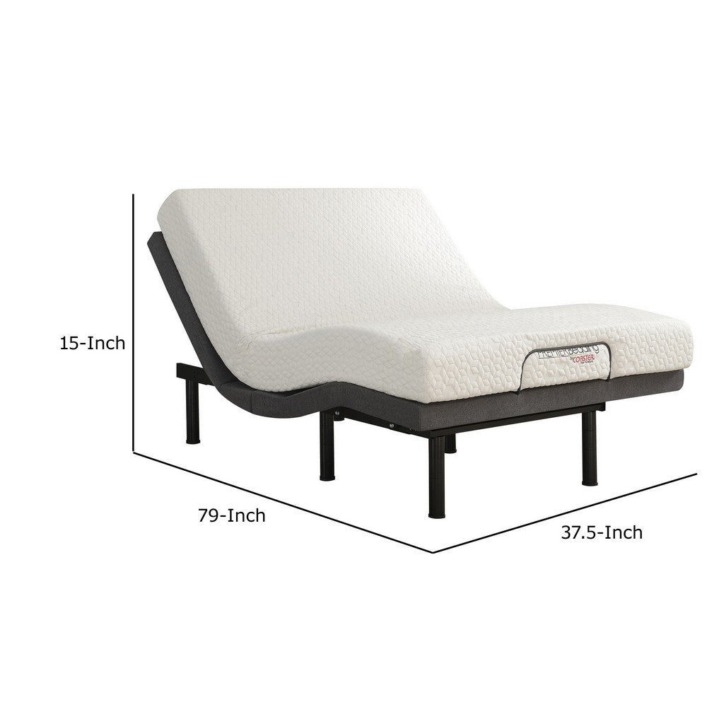 BENZARA Liza Adjustable Twin Bed Base, Wireless Remote, Ergonomic Head Foot Incline - BM283021