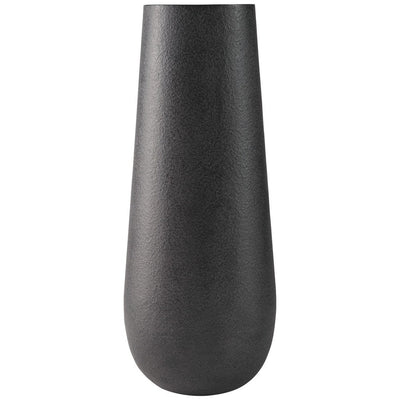 BENZARA Fin 18 Inch Cylindrical Metal Vase, Subtly Textured Antique Blackened Brown - BM283067