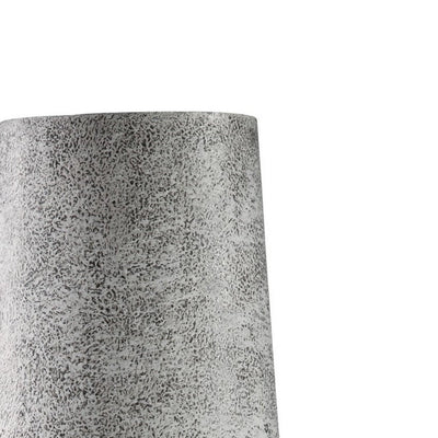 BENZARA Fin 21 Inch Cylindrical Metal Vase, Subtly Textured, Antique Gray White - BM283068