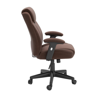 BENZARA Blake 25 Inch Modern Swivel Office Chair, Faux Leather, Tilt Seat, Brown - BM283080